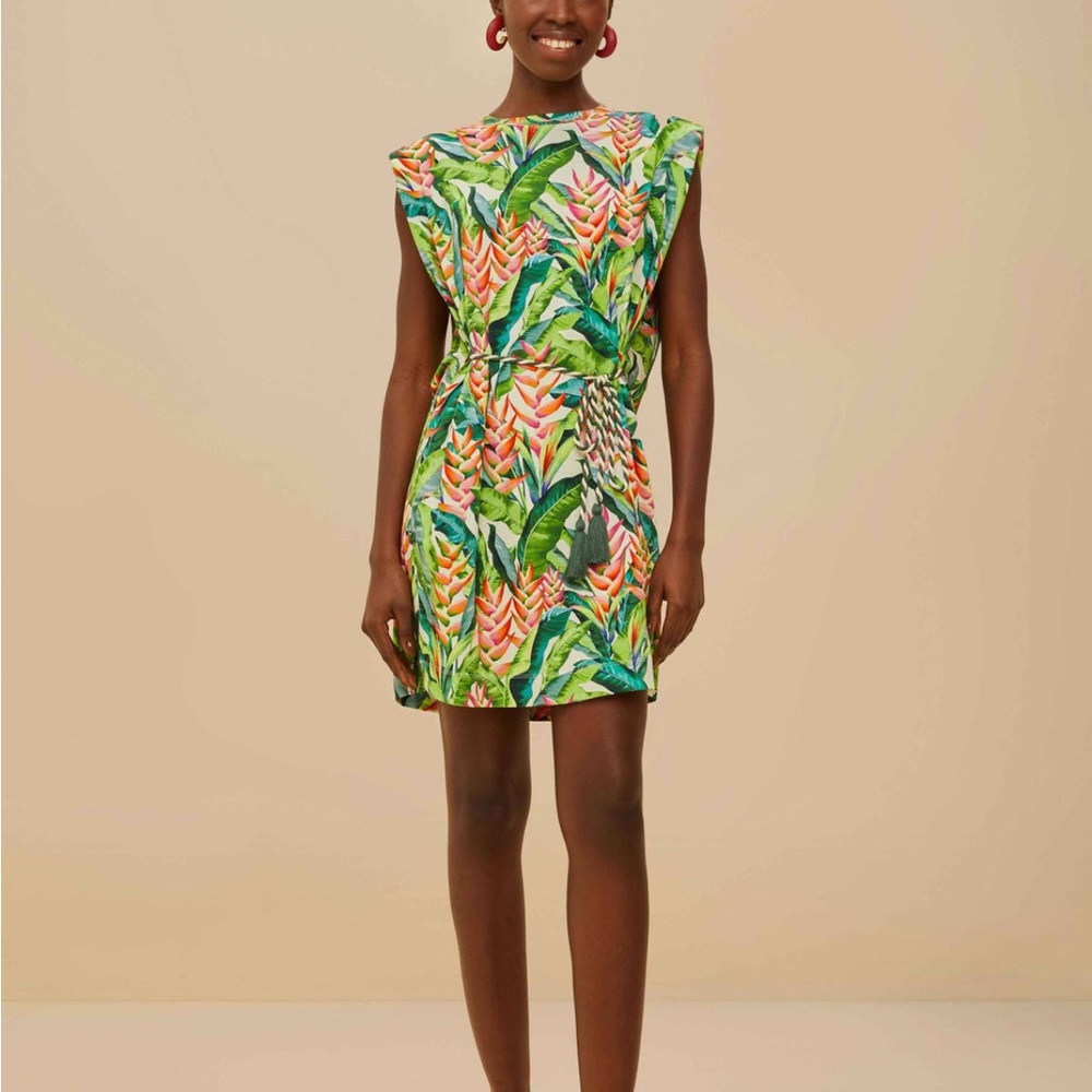 New Farm Rio Tropical Leaf Print Dress